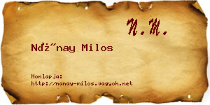 Nánay Milos névjegykártya